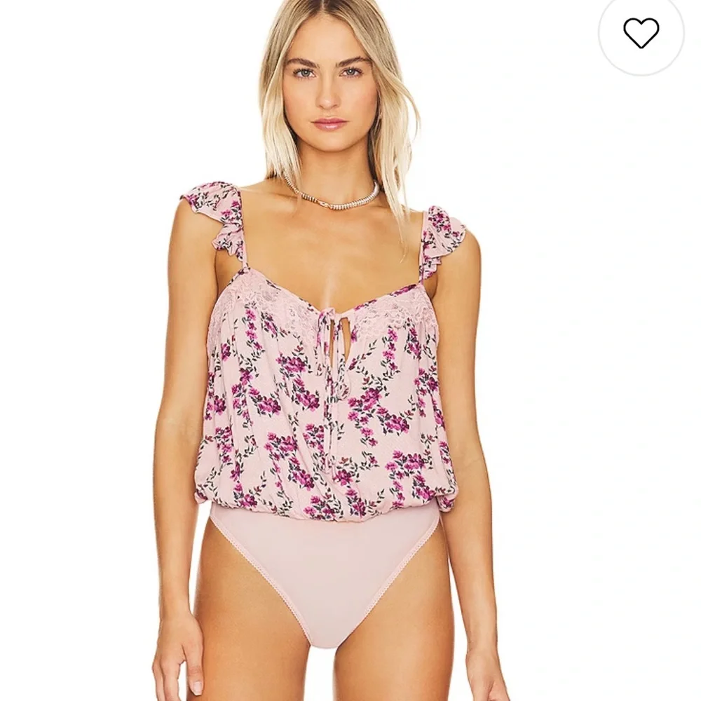 NWOT FREE PEOPLE Take It Away Bodysuit In Pink Combo Size XS